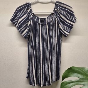 W5 Striped Navy and Cream Blouse
